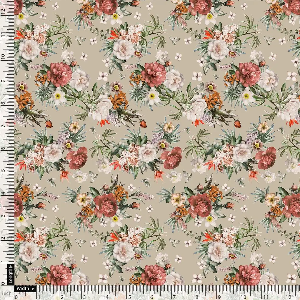 Morden Colour Flower Bunch Digital Printed Fabric - Pure Georgette - Image 4