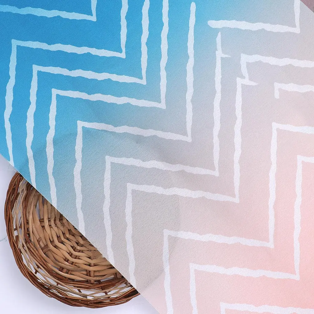 Morden Colours Of Zigzag Digital Printed Fabric - Japan Satin - Image 2