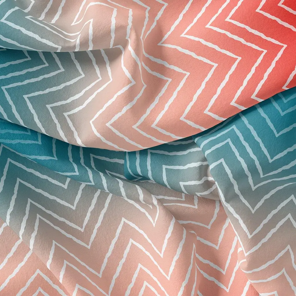 Morden Colours Of Zigzag Digital Printed Fabric - Pure Georgette - Image 3