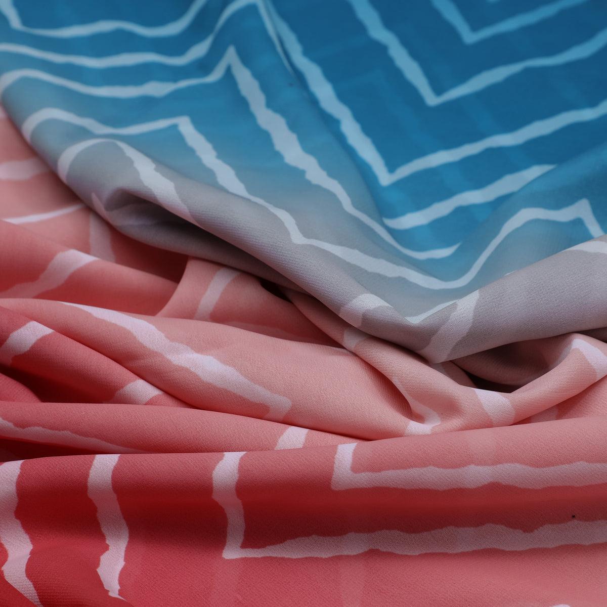Morden Colours Of Zigzag Digital Printed Fabric - Weightless - Image 3