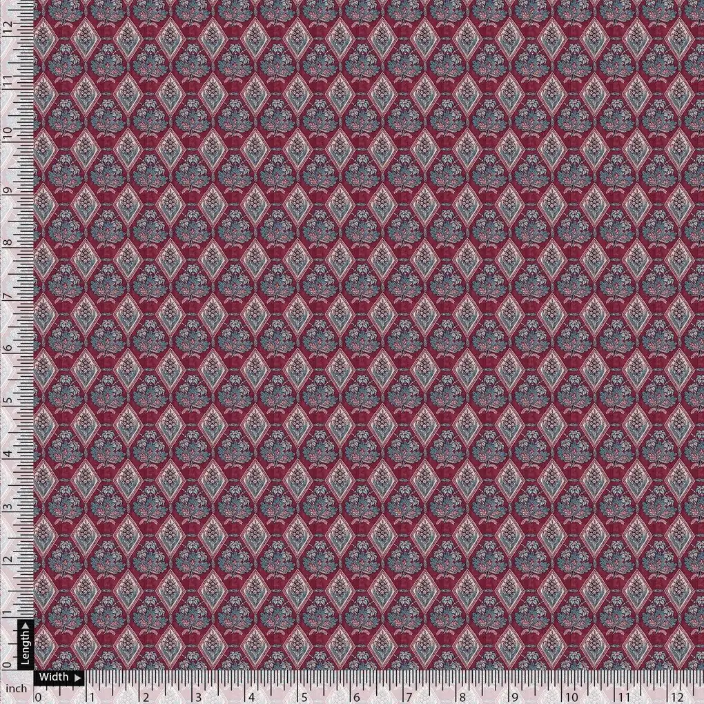 Morden Damask With Flower Digital Printed Fabric - Muslin - Image 4
