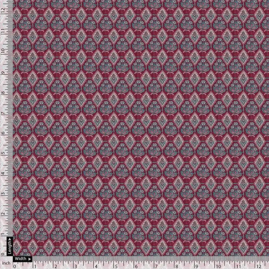 Morden Damask With Flower Digital Printed Fabric - Pure Georgette - Image 4