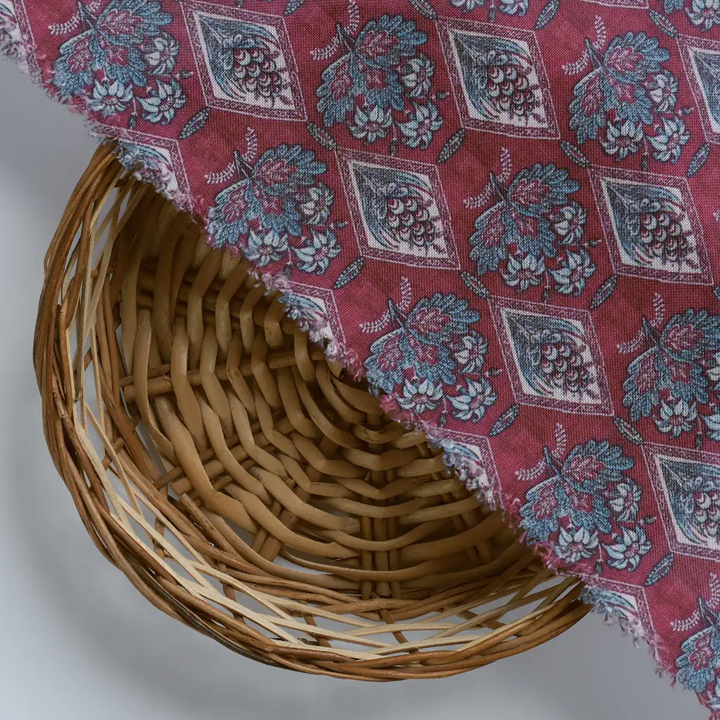 Morden Damask With Flower Digital Printed Fabric - Rayon - Image 3