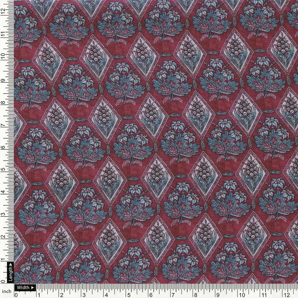 Morden Damask With Flower Digital Printed Fabric - Rayon - Image 4