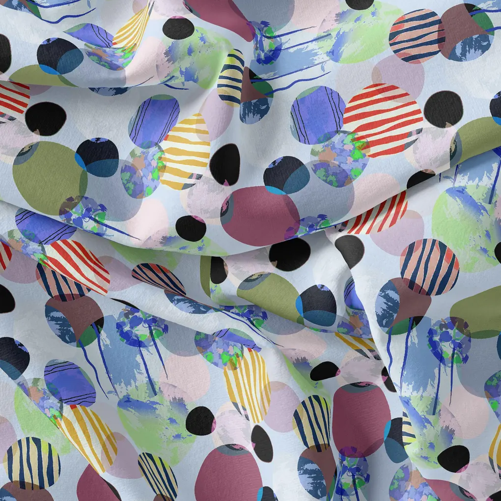 Morden Green Shade Constructed Circle Digital Printed Fabric - Pure Georgette - Image 4