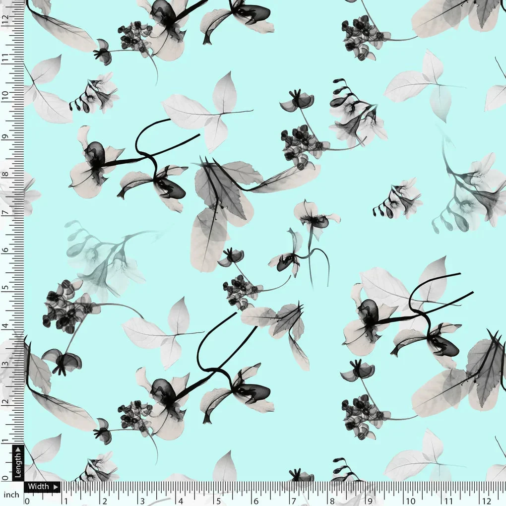 Morden Grey Leaves With Branch Digital Printed Fabric - Image 5