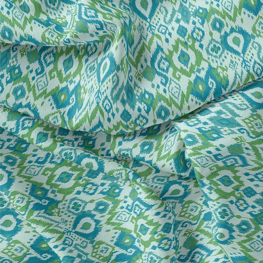 Morden Ikat Blurry Skyblue Digital Printed Fabric - Image 3