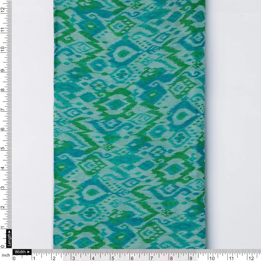 Morden Ikat Blurry Skyblue Digital Printed Fabric - Pure Chinon - Image 4
