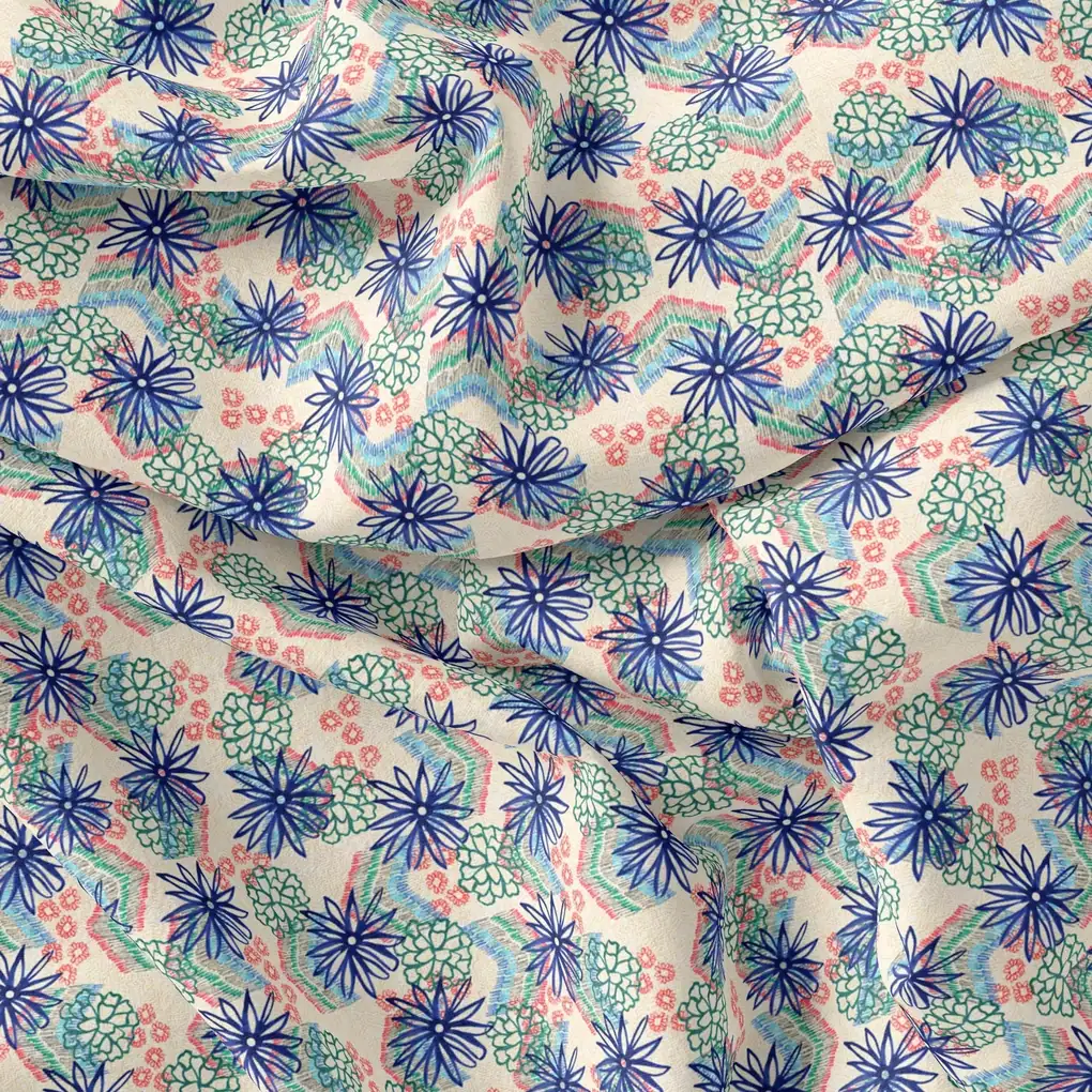 Morden Lily Floral Flower Digital Printed Fabric - Pure Muslin - Image 3
