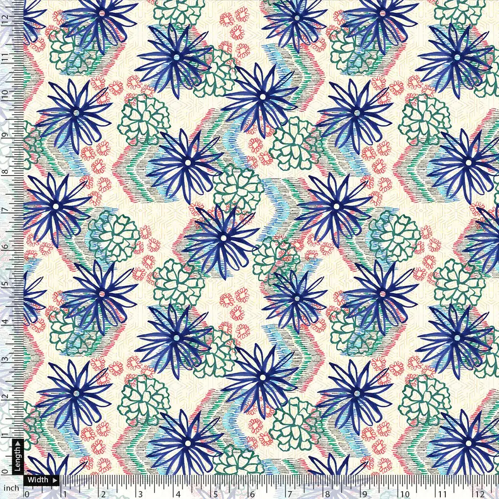 Morden Lily Floral Flower Digital Printed Fabric - Pure Muslin - Image 4