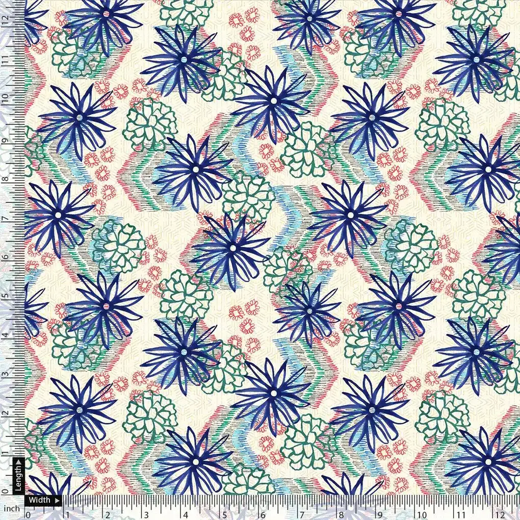 Morden Lily Floral Flower Digital Printed Fabric - Image 4