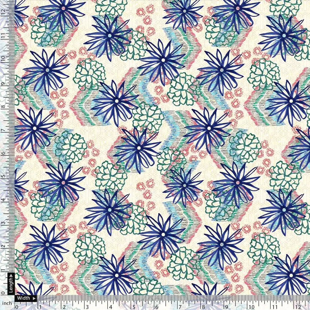 Morden Lily Floral Flower Digital Printed Fabric - Cotton - Image 4