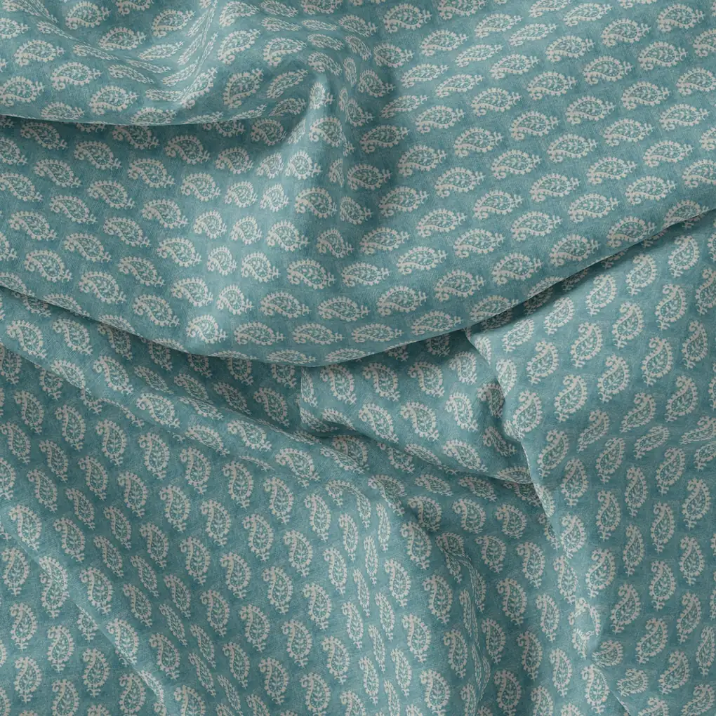 Morden Mango Leaves With Gumbo Colour Digital Printed Fabric - Image 3