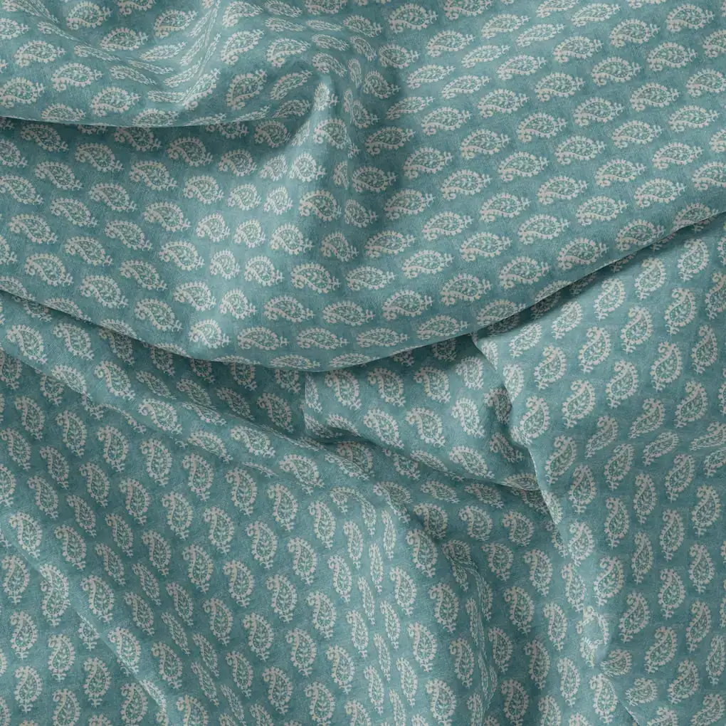 Morden Mango Leaves With Gumbo Colour Digital Printed Fabric - Cotton - Image 3