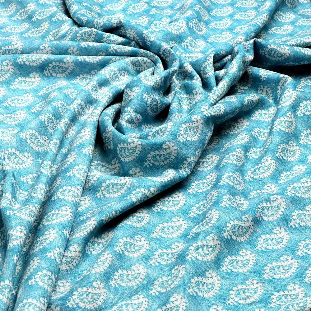 Morden Mango Leaves With Gumbo Colour Digital Printed Fabric - Rayon - Image 3
