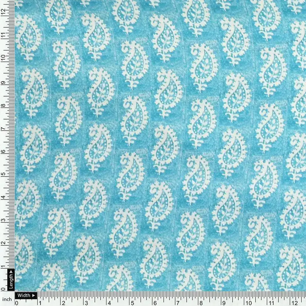 Morden Mango Leaves With Gumbo Colour Digital Printed Fabric - Rayon - Image 4