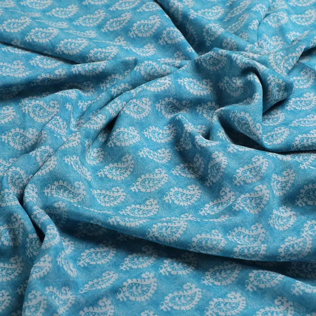 Morden Mango Leaves With Gumbo Colour Digital Printed Fabric - Weightless - Image 3