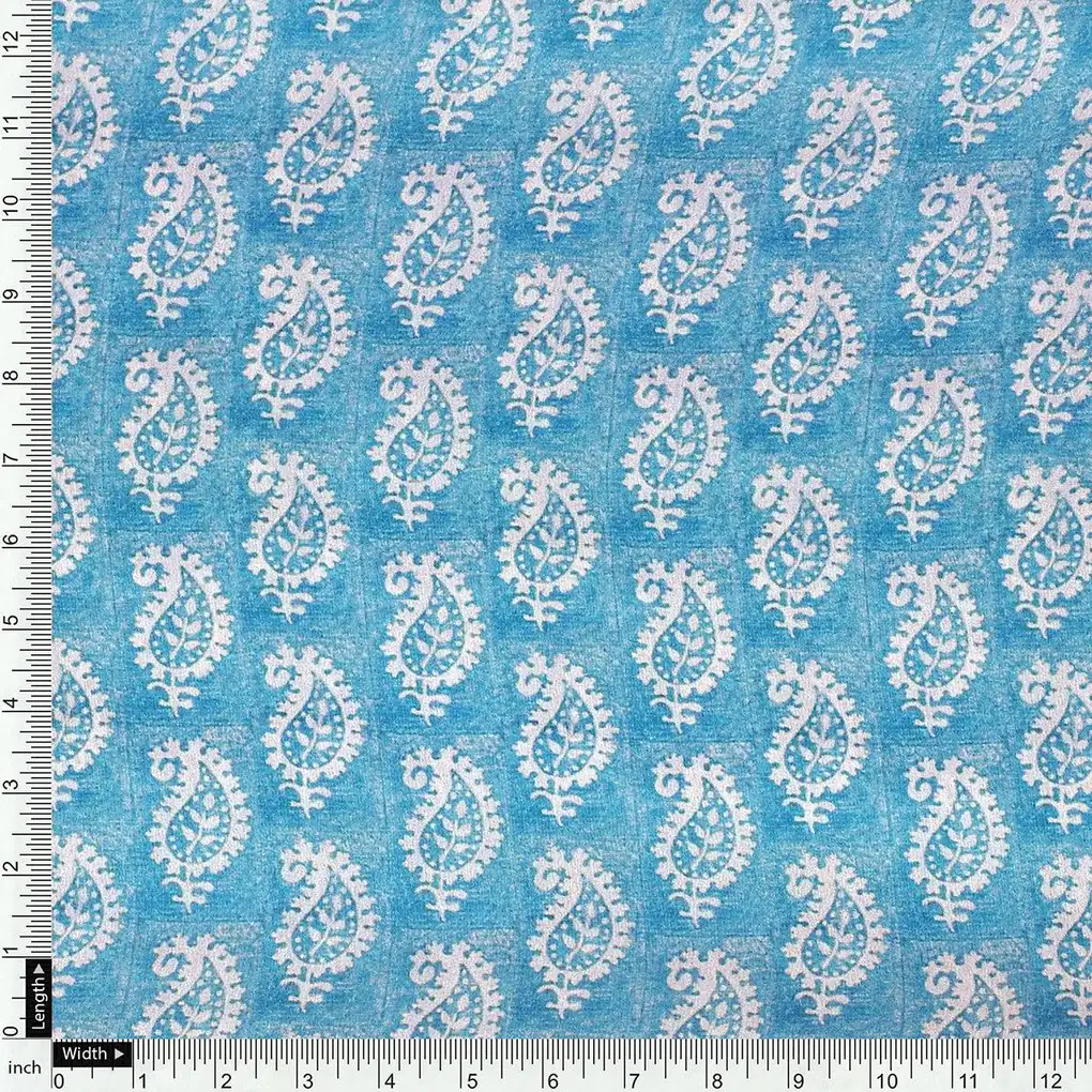 Morden Mango Leaves With Gumbo Colour Digital Printed Fabric - Weightless - Image 4