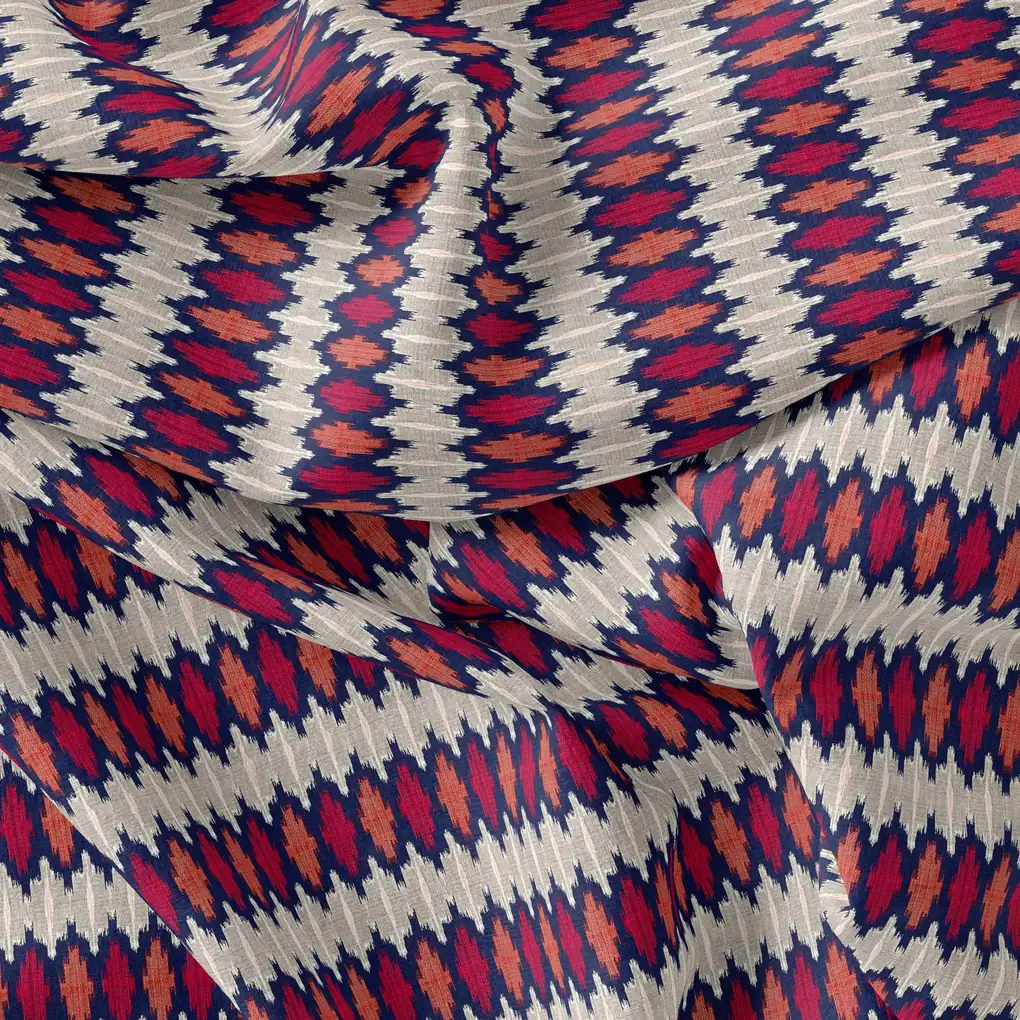 Morden Multicolour Ikat Repeat Digital Printed Fabric - Image 4