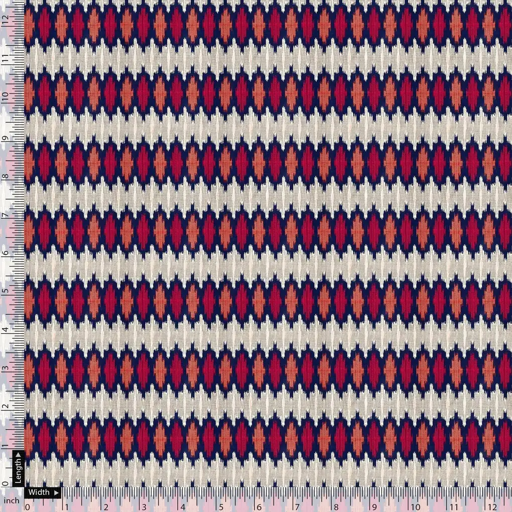Morden Multicolour Ikat Repeat Digital Printed Fabric - Image 5