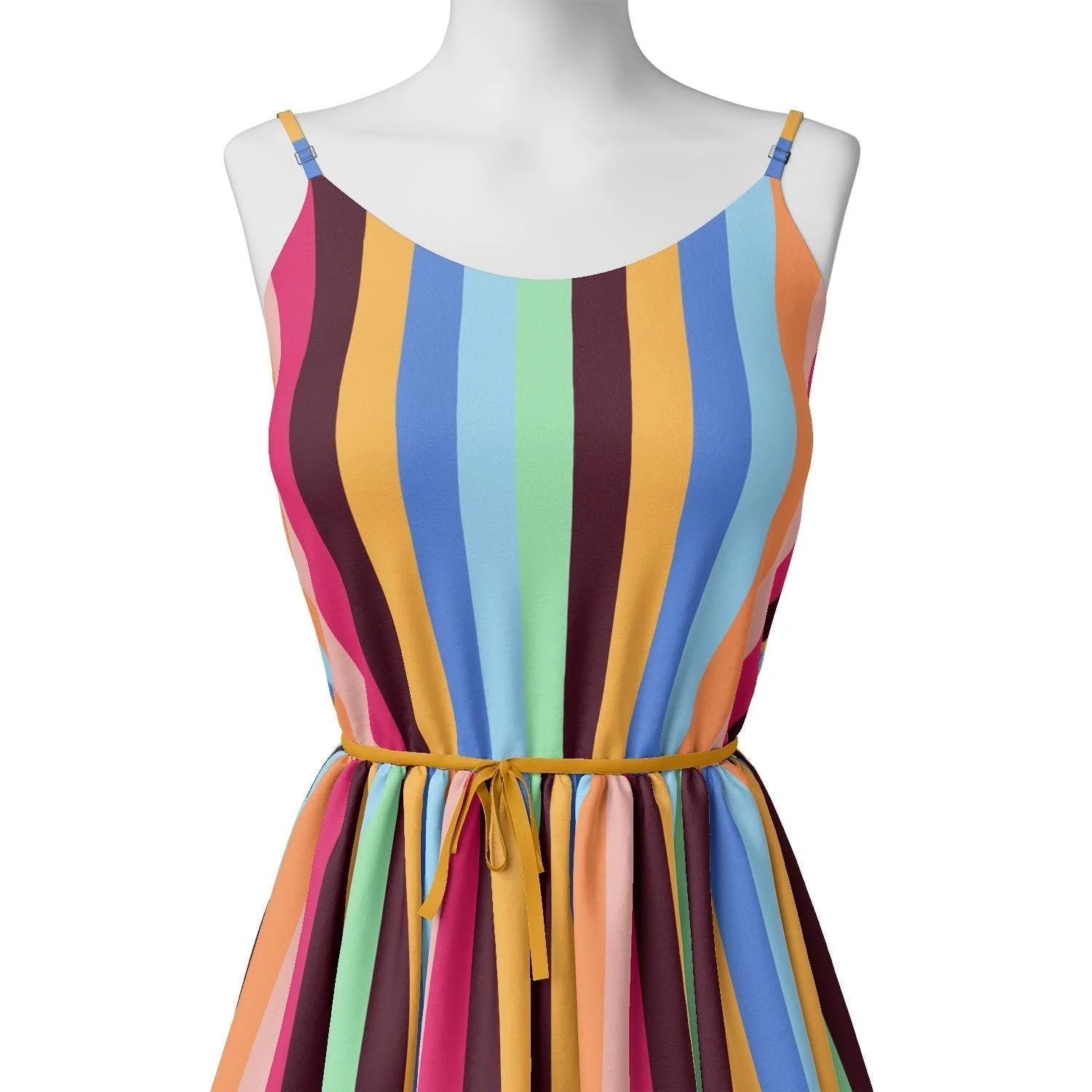 Morden Multicolour Rainbow Strips Digital Printed Fabric - Image 2