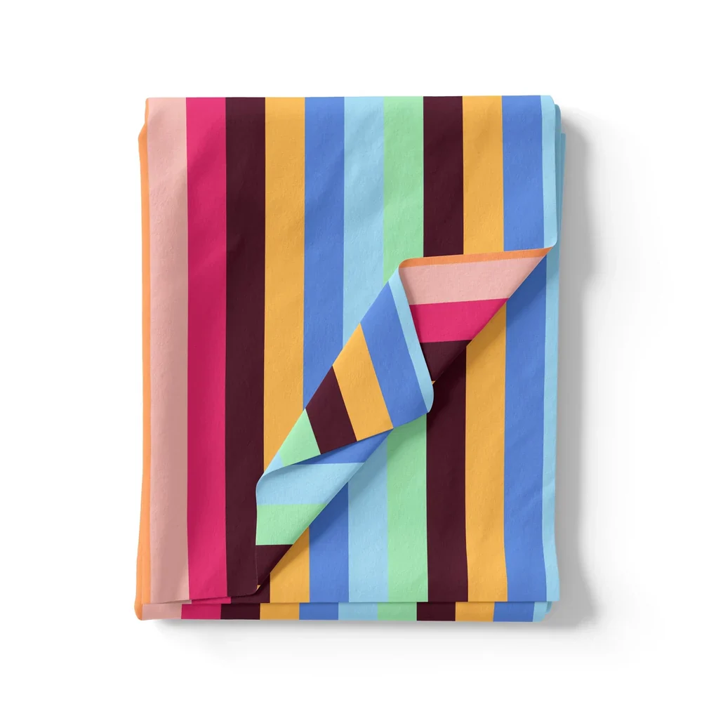 Morden Multicolour Rainbow Strips Digital Printed Fabric - Image 3