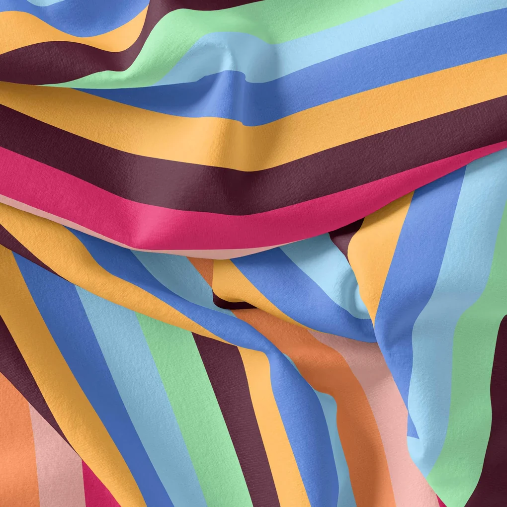 Morden Multicolour Rainbow Strips Digital Printed Fabric - Image 4