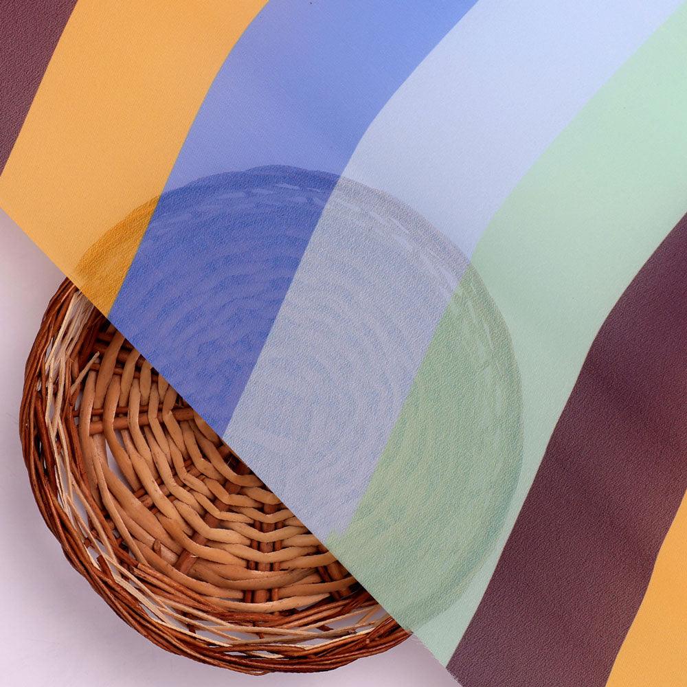 Morden Multicolour Rainbow Strips Digital Printed Fabric - Weightless - Image 2