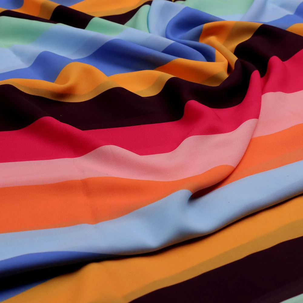 Morden Multicolour Rainbow Strips Digital Printed Fabric - Weightless - Image 3