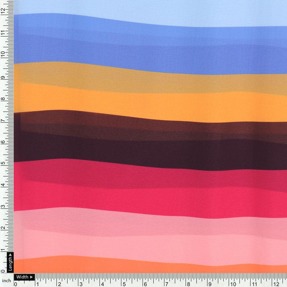 Morden Multicolour Rainbow Strips Digital Printed Fabric - Weightless - Image 4