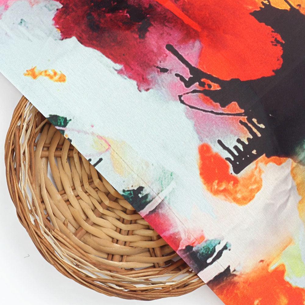 Morden Paint Of Art Multicolor Digital Printed Fabric - Japan Satin - Image 2