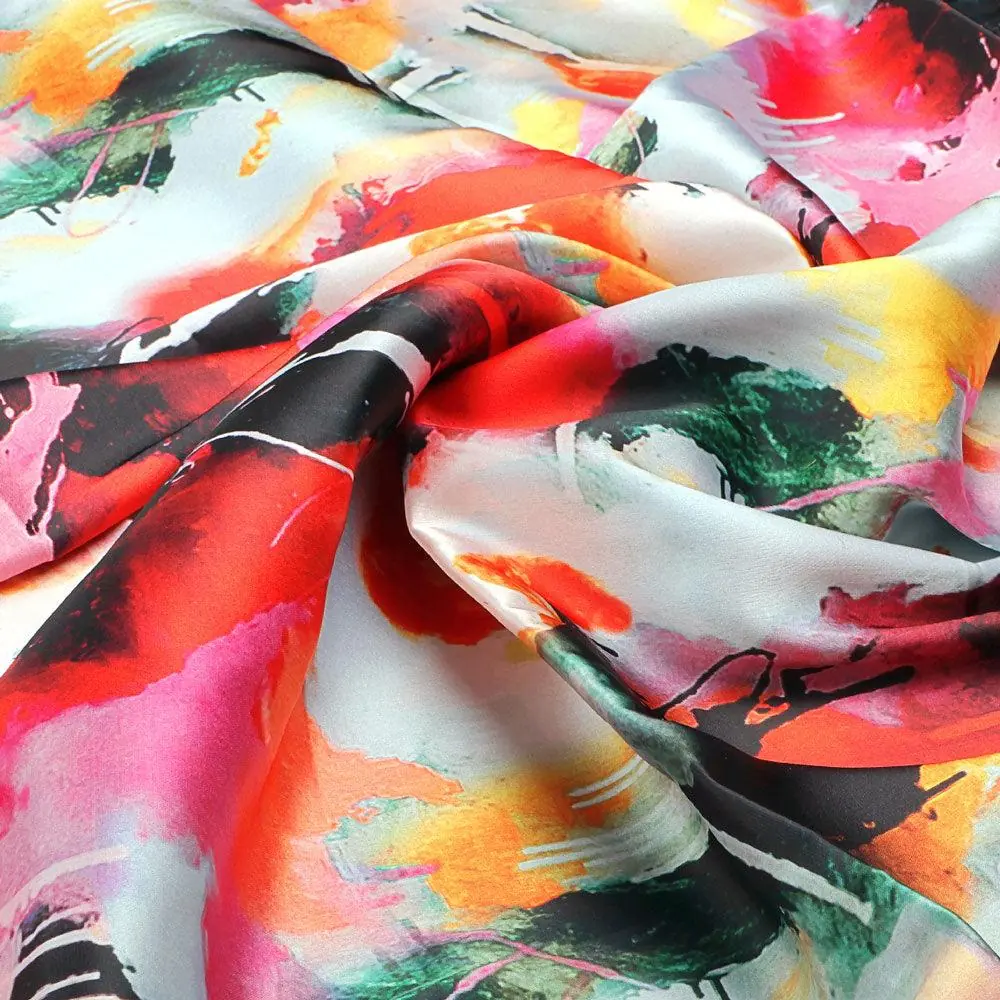 Morden Paint Of Art Multicolor Digital Printed Fabric - Japan Satin - Image 3