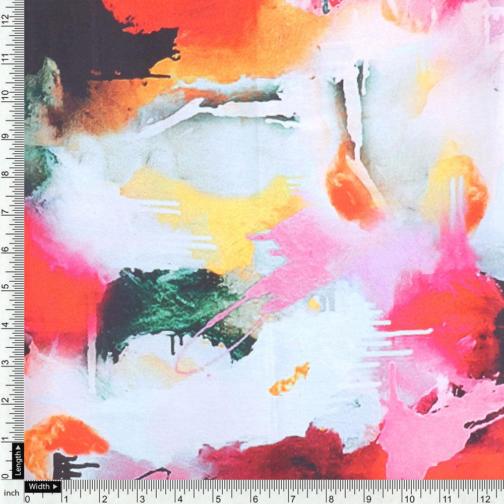 Morden Paint Of Art Multicolor Digital Printed Fabric - Japan Satin - Image 4