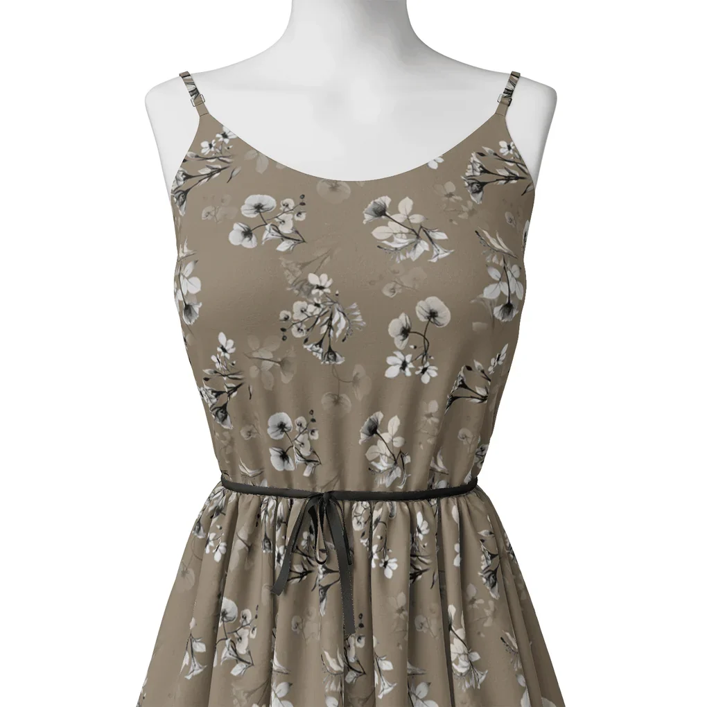 Morden Paint Of Leaves With Flower Digital Printed Fabric - Pure Georgette - Image 2