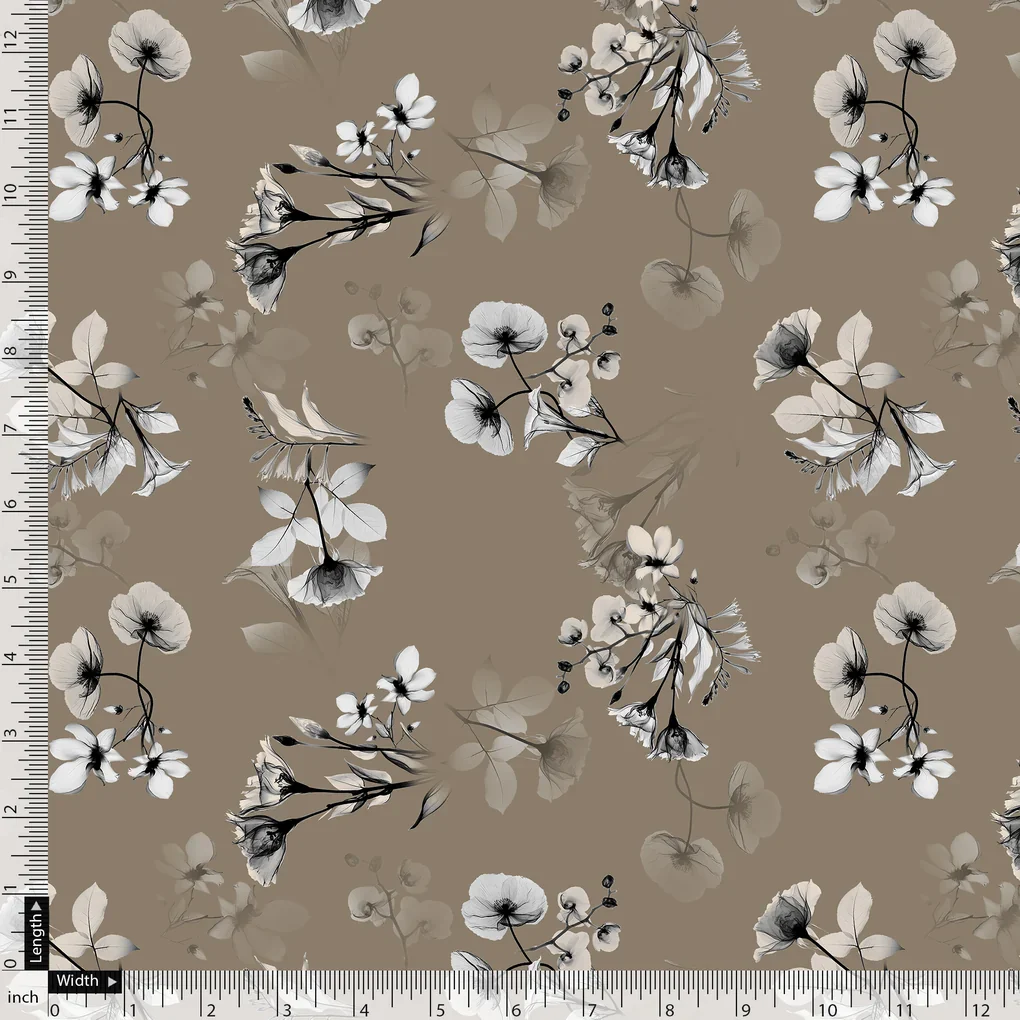Morden Paint Of Leaves With Flower Digital Printed Fabric - Pure Georgette - Image 5