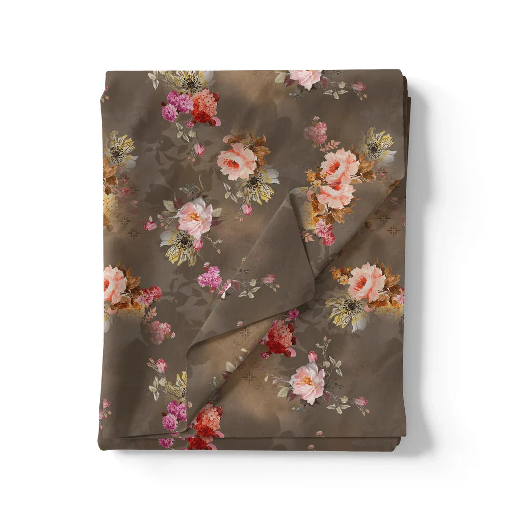 Morden Peony Watercolour Art Digital Printed Fabric - Japan Satin - Image 3