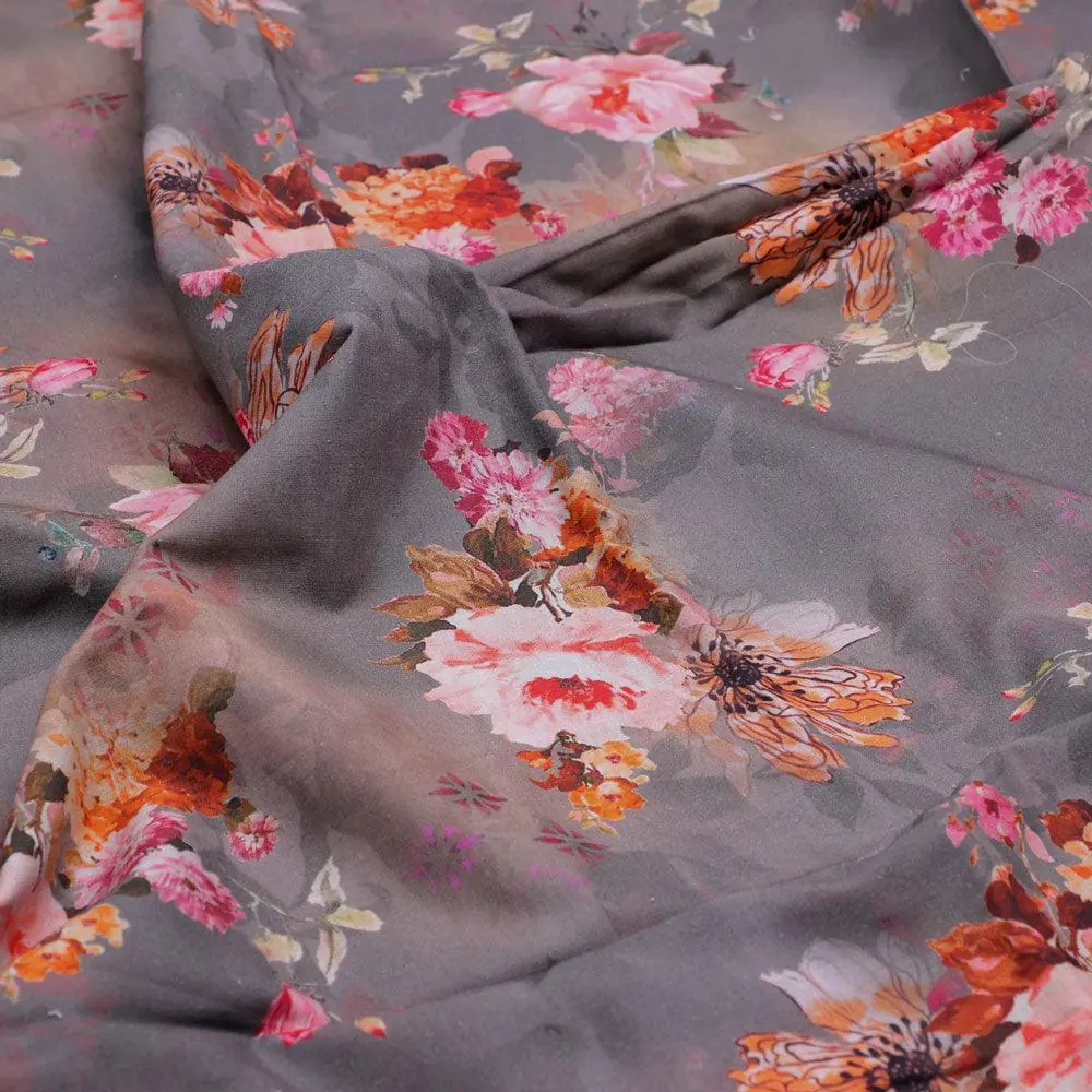 Morden Peony Watercolour Art Digital Printed Fabric - Pure Cotton - Image 3