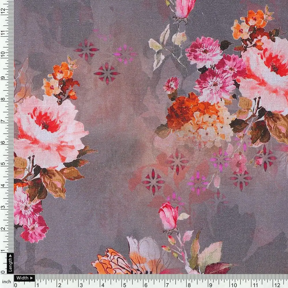 Morden Peony Watercolour Art Digital Printed Fabric - Pure Cotton - Image 4