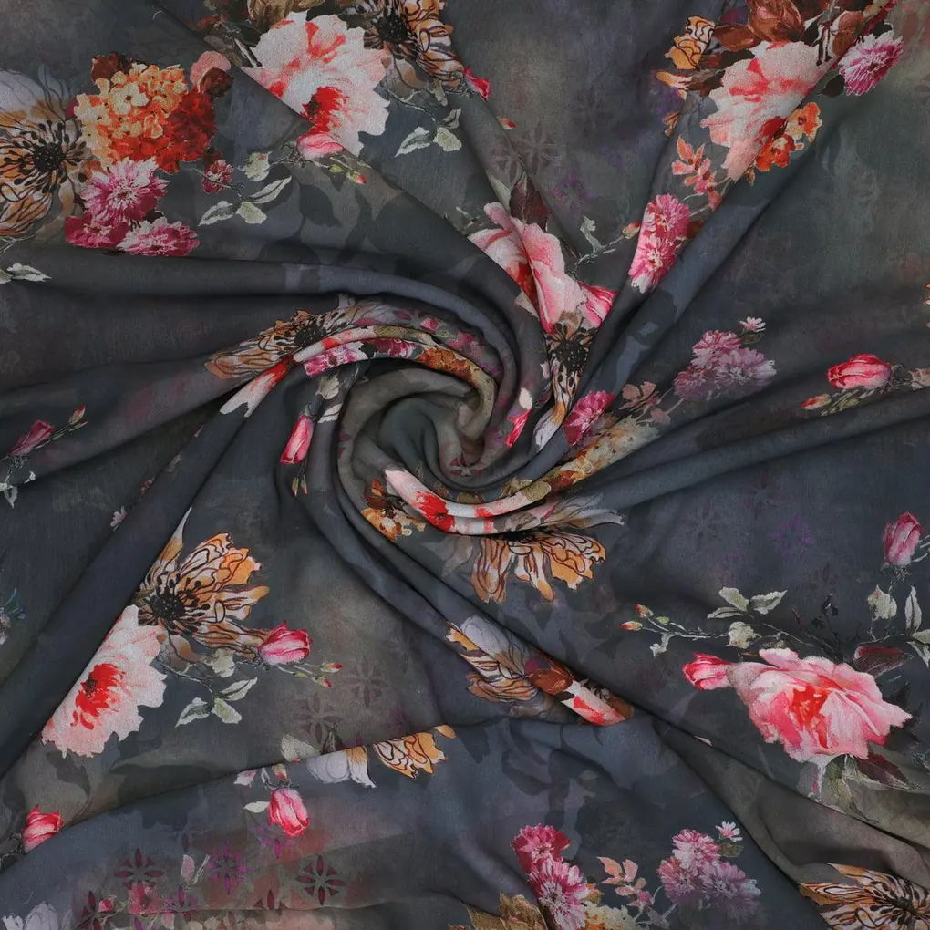 Morden Peony Watercolour Art Digital Printed Fabric - Weightless - Image 2