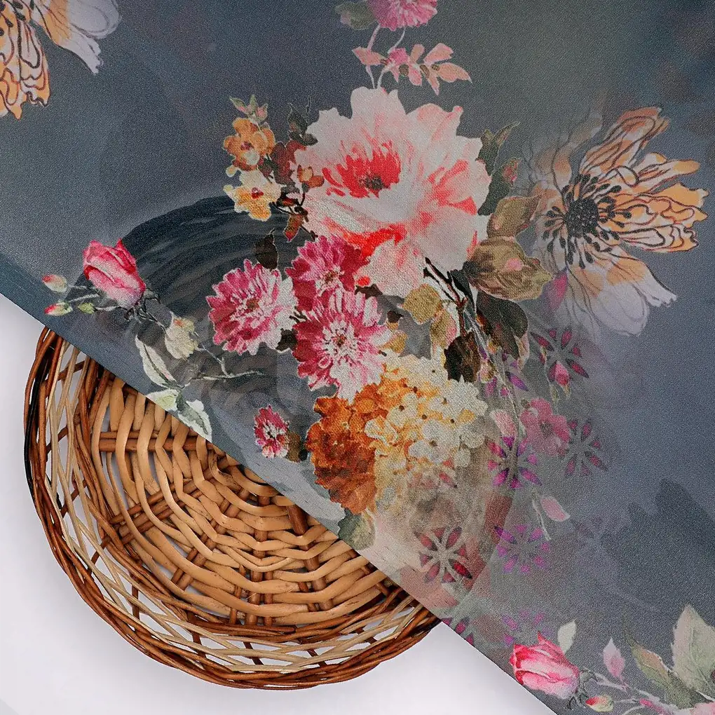 Morden Peony Watercolour Art Digital Printed Fabric - Weightless - Image 3