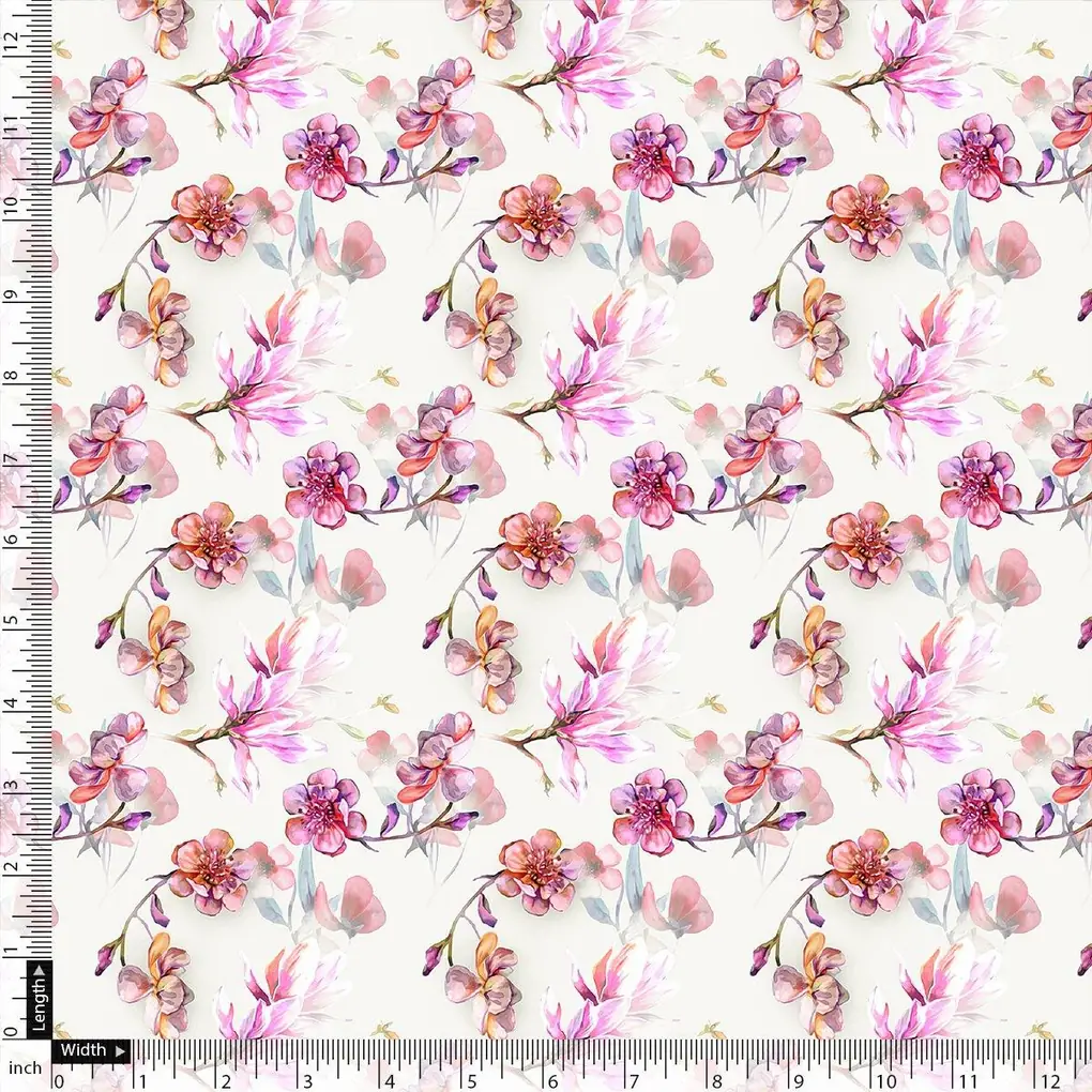 Morden Rainbow Chintz Floral Flower Digital Printed Fabric - Japan Satin - Image 4