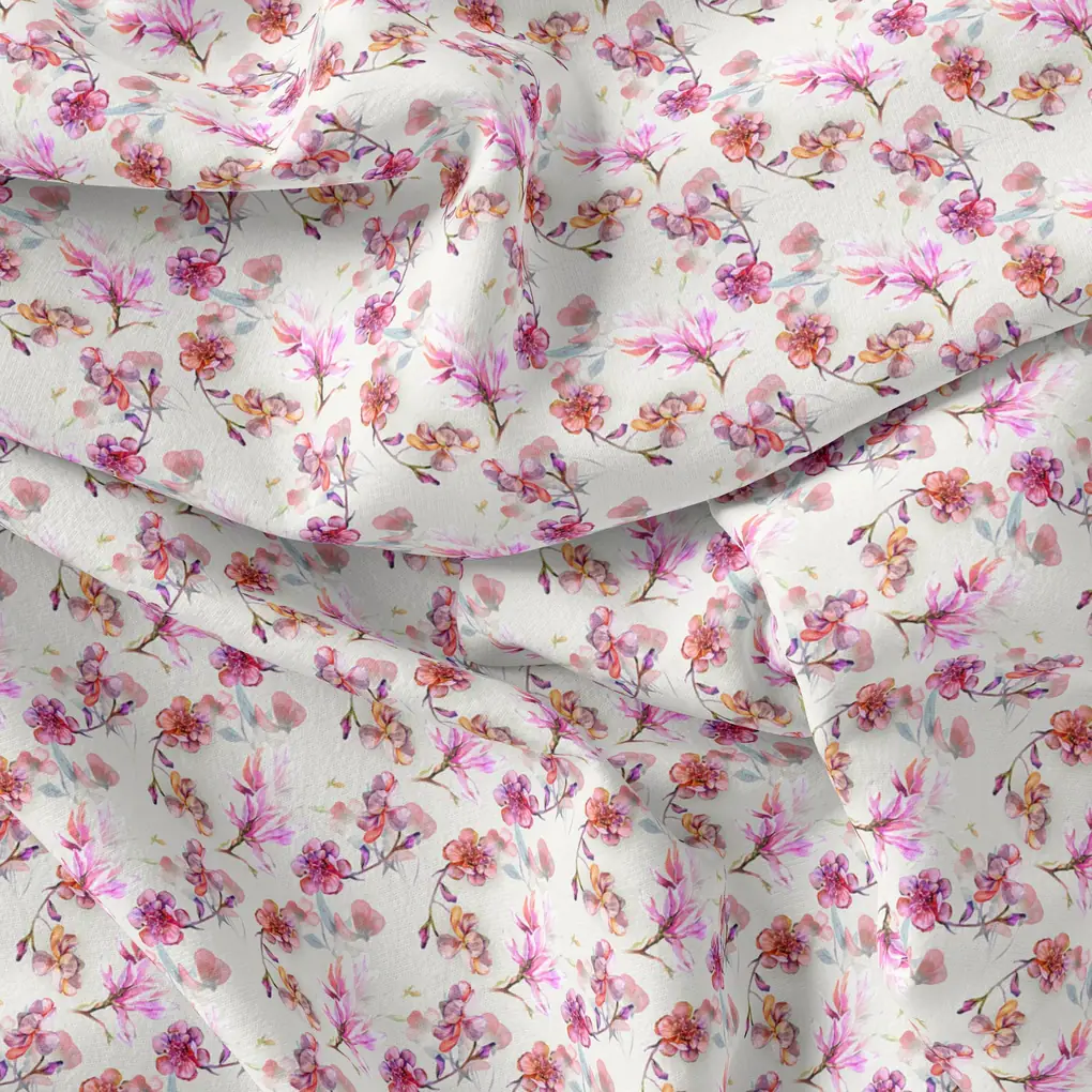 Morden Rainbow Chintz Floral Flower Digital Printed Fabric - Silk Crepe - Image 3