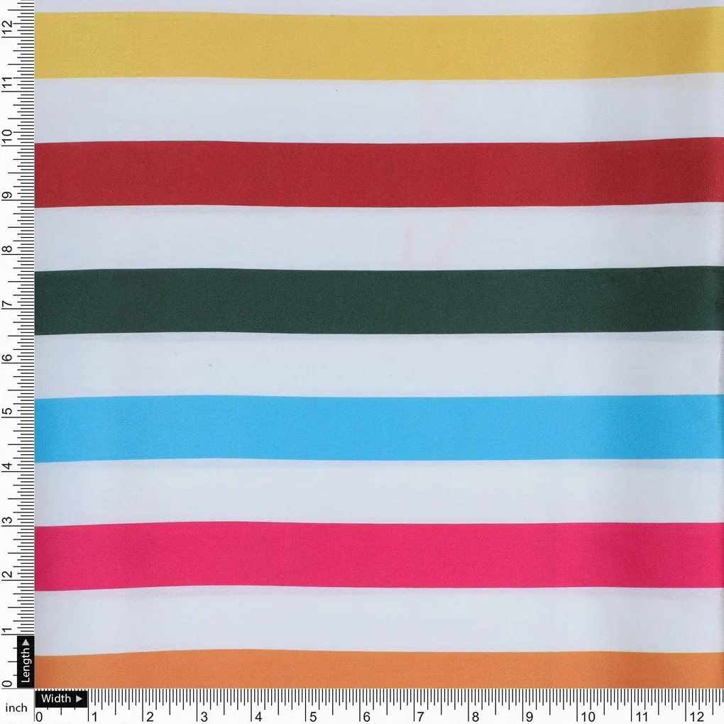 Morden Rainbow Strips Printed Fabric - Japan Satin - Image 4