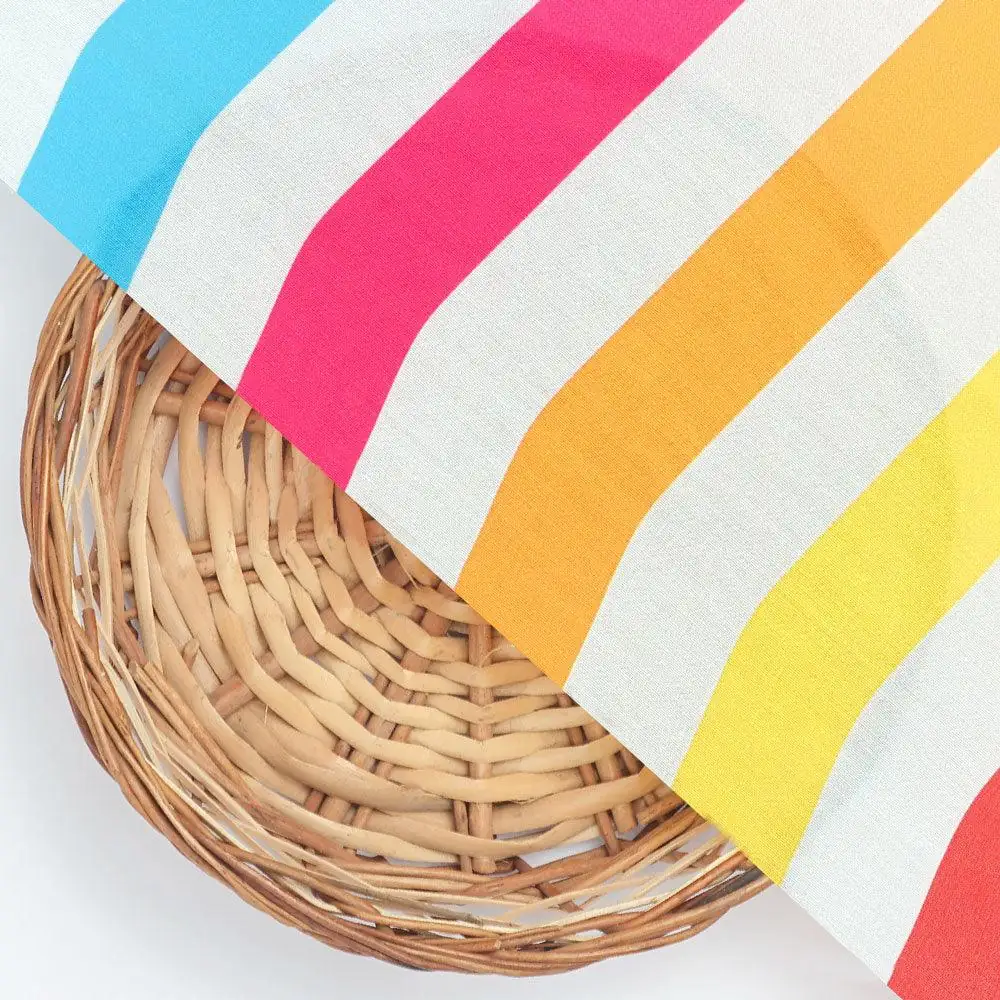 Morden Rainbow Strips Printed Fabric - Kora Silk - Image 2