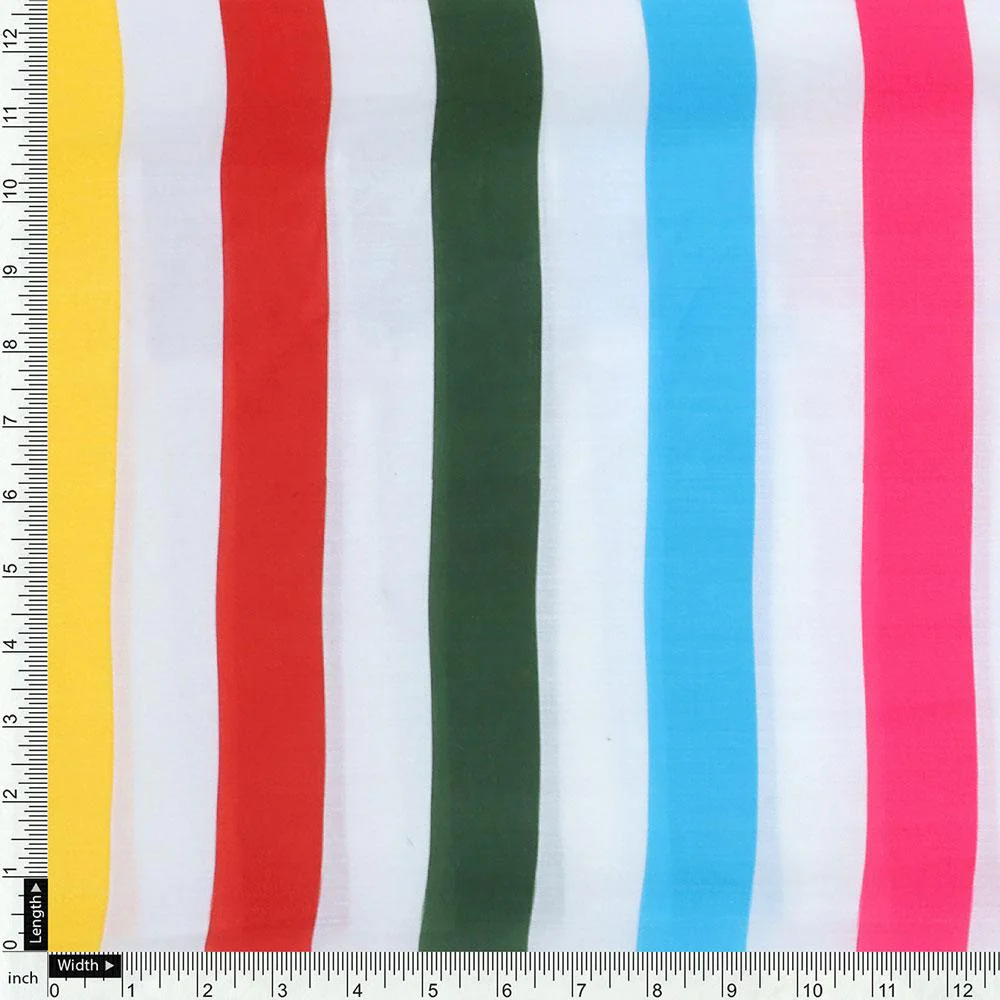 Morden Rainbow Strips Printed Fabric - Kora Silk - Image 4