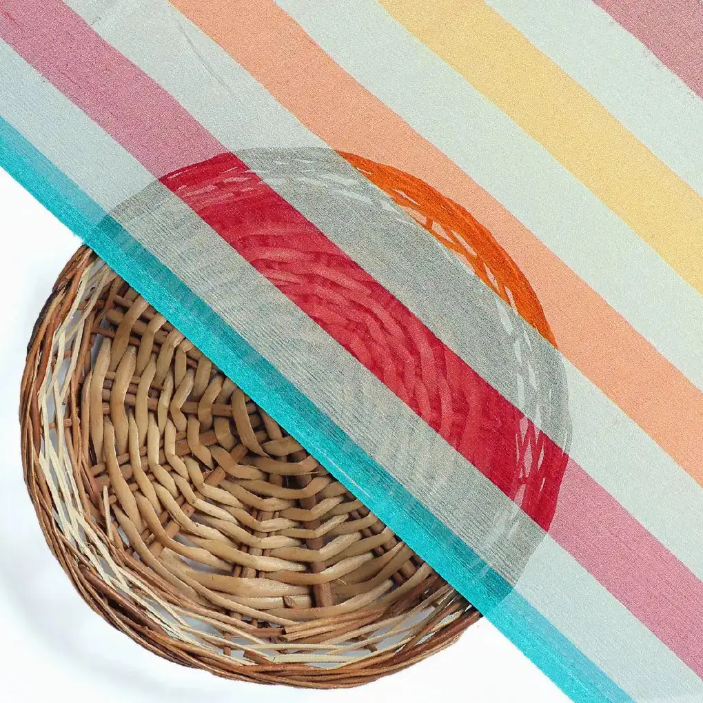 Morden Rainbow Strips Printed Fabric - Pure Chiffon - Image 2