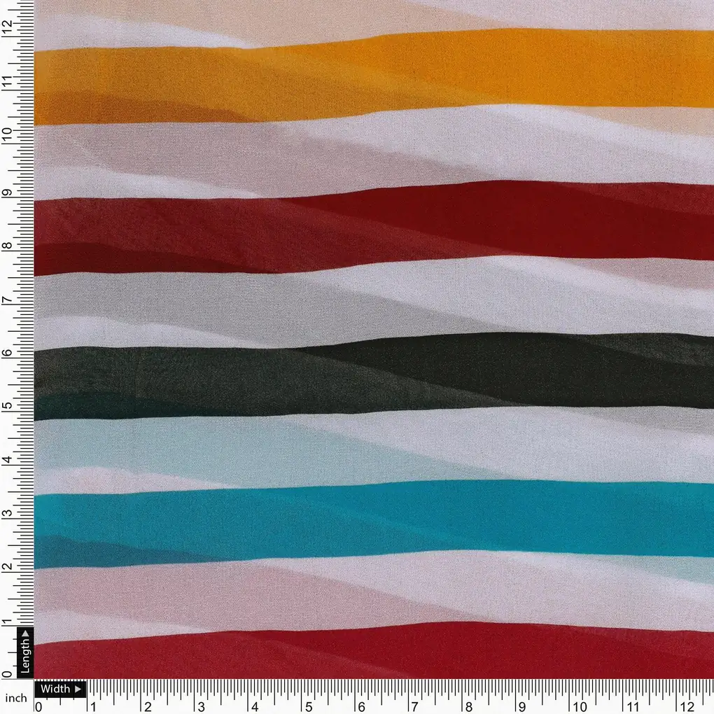 Morden Rainbow Strips Printed Fabric - Pure Georgette - Image 4