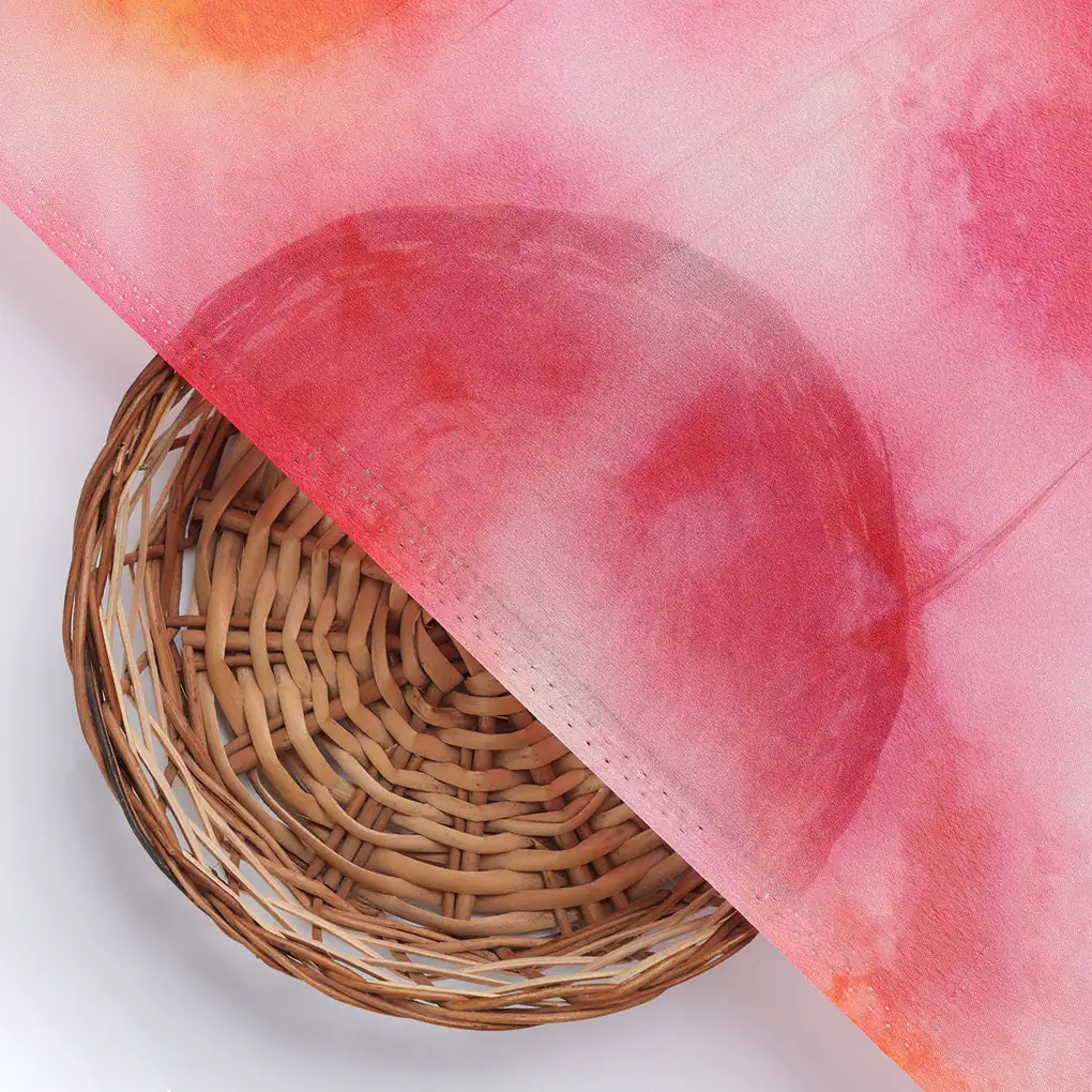 Morden Spotted Pink & Orange Digital Printed Fabric - Pure Chinon - Image 2