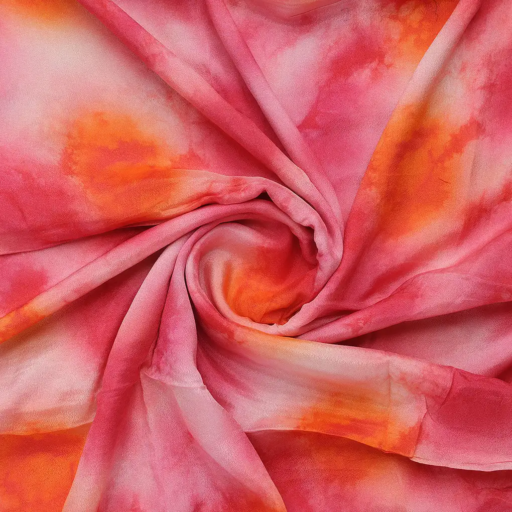 Morden Spotted Pink & Orange Digital Printed Fabric - Pure Chinon - Image 3