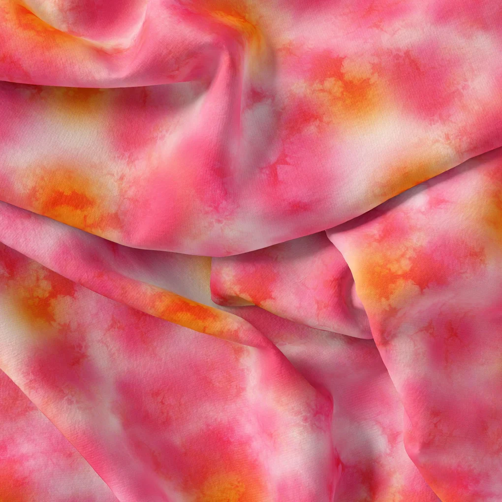 Morden Spotted Pink & Orange Digital Printed Fabric - Pure Georgette - Image 3